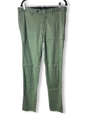 PT Torino Men’s Slim Fit Linen Blend Chino Pants Trousers Green Italy NWT Sz. 34